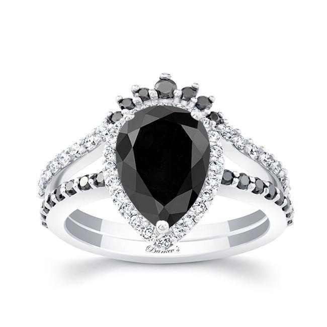 Pear Shaped Black Diamond Wedding Set | Barkev's