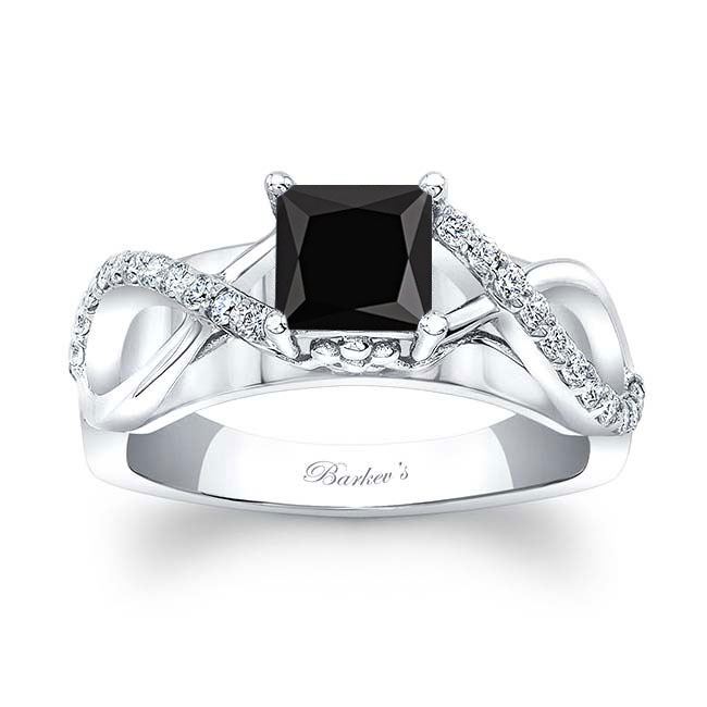 Black And White Diamond Cathedral Engagement Ring