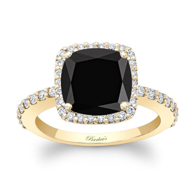 2 Carat Cushion Cut Black And White Diamond Halo Engagement Ring | Barkev's