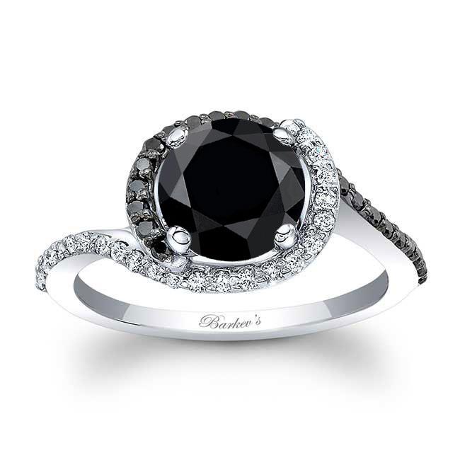 Black Diamond Half Halo Engagement Ring