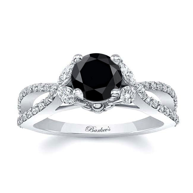 Black And White Diamond Leaf Ring