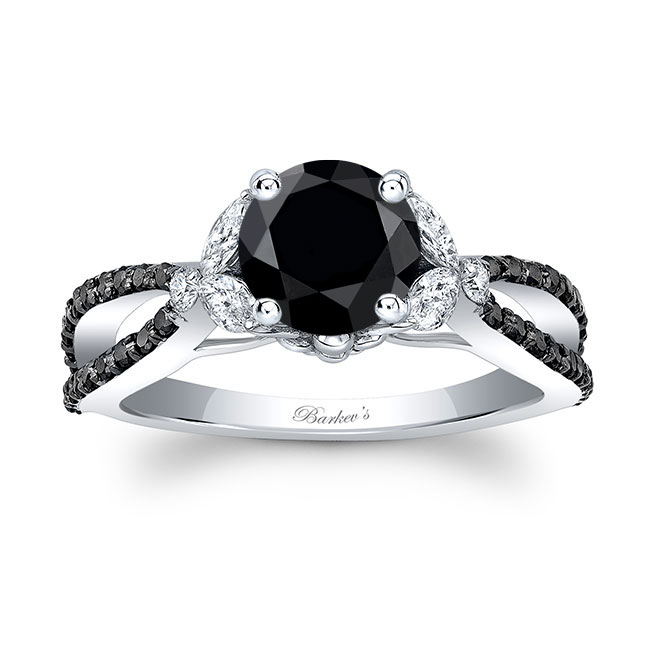 Black Diamond Leaf Ring