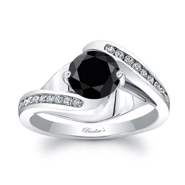Split Shank Cathedral Black And White Diamond Engagement Ring