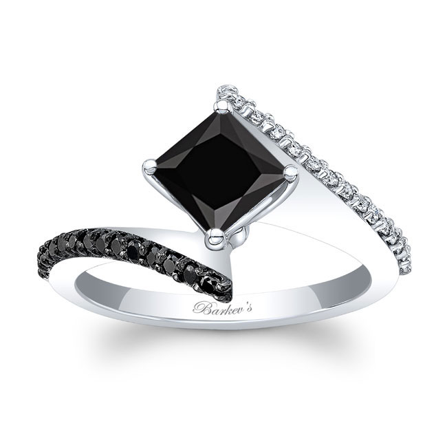Princess Cut Black Diamond Bypass Ring