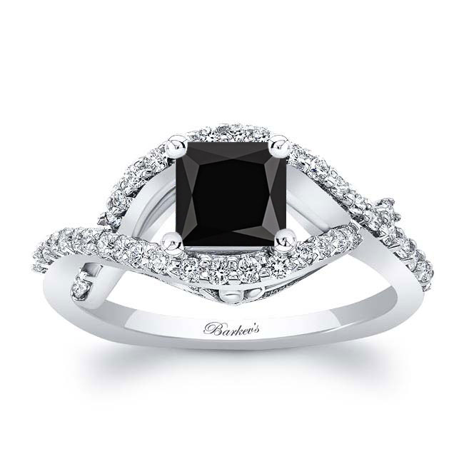 Criss Cross Princess Cut Black And White Diamond Ring