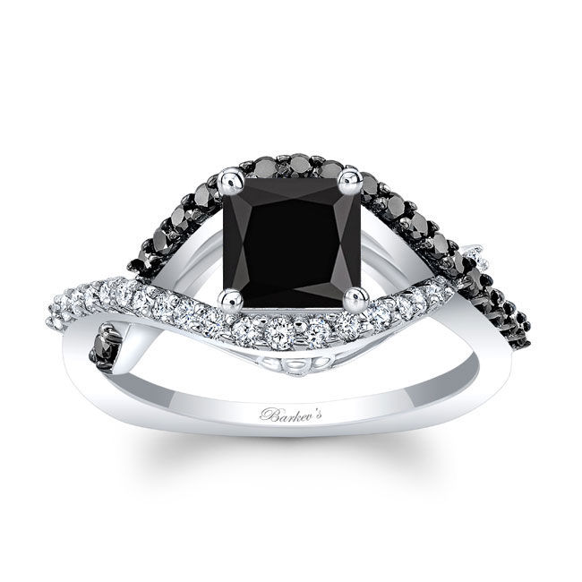 Criss Cross Princess Cut Black Diamond Ring