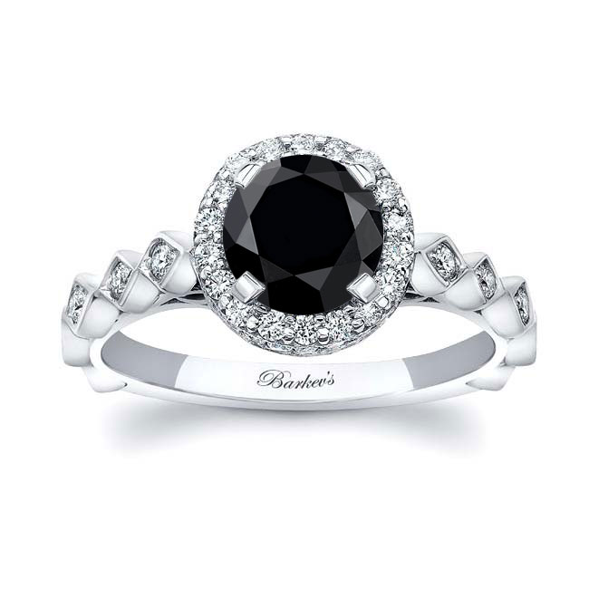 Vintage Halo Black And White Diamond Ring