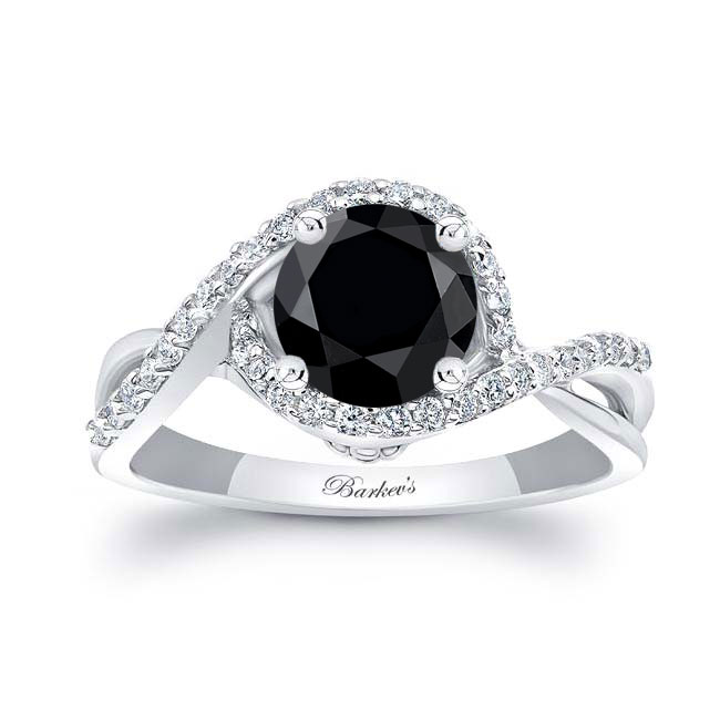 Twisted Halo Black And White Diamond Engagement Ring | Barkev's