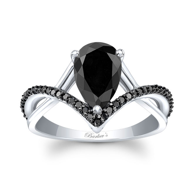 Unique Pear Shaped Black Diamond Ring