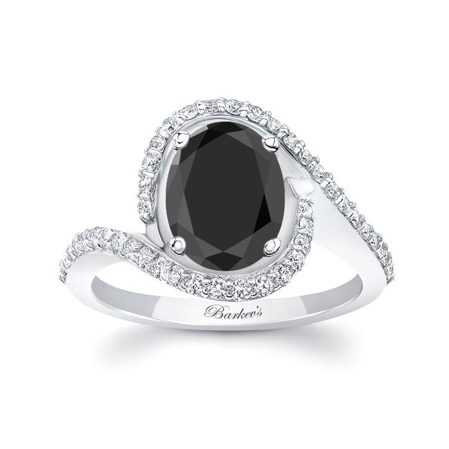 2 Carat Oval Black And White Diamond Ring