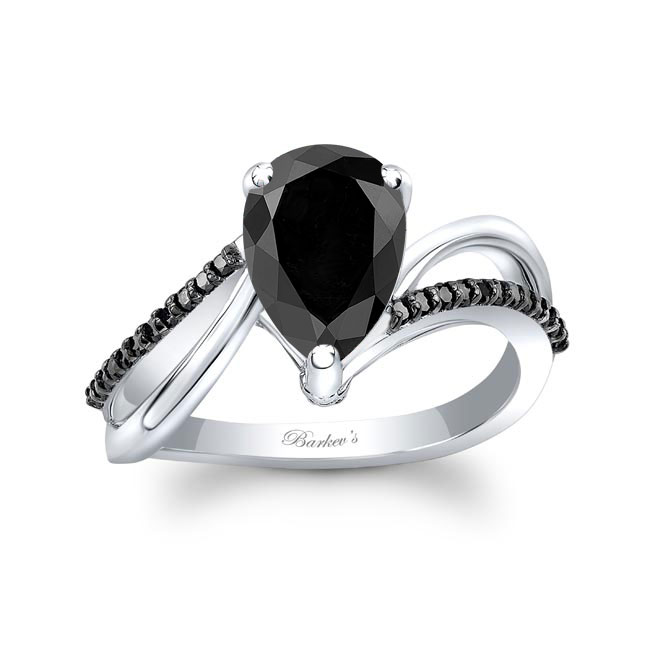 Split Shank Black Diamond Pear Ring