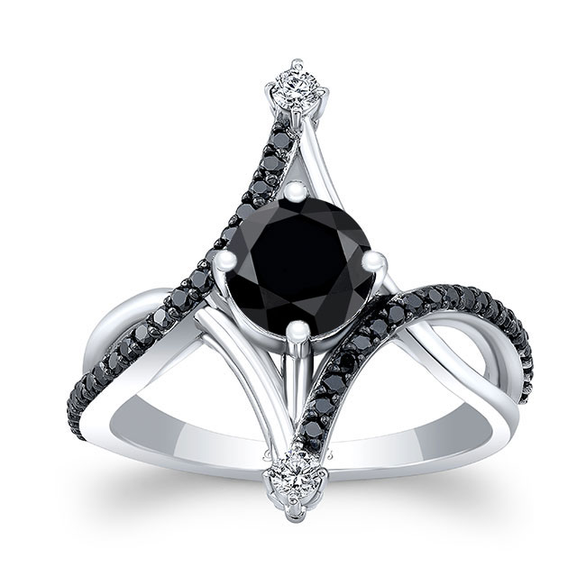 Unusual Round Black Diamond Ring
