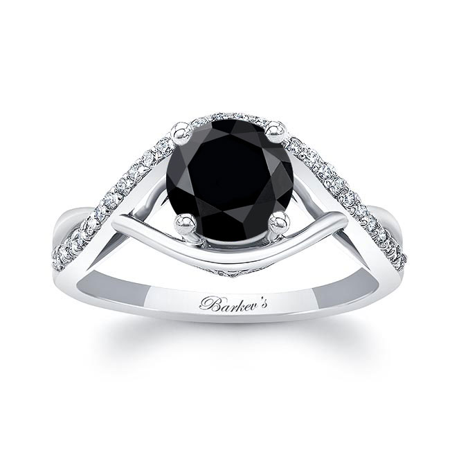 Criss Cross Black And White Diamond Engagement Ring