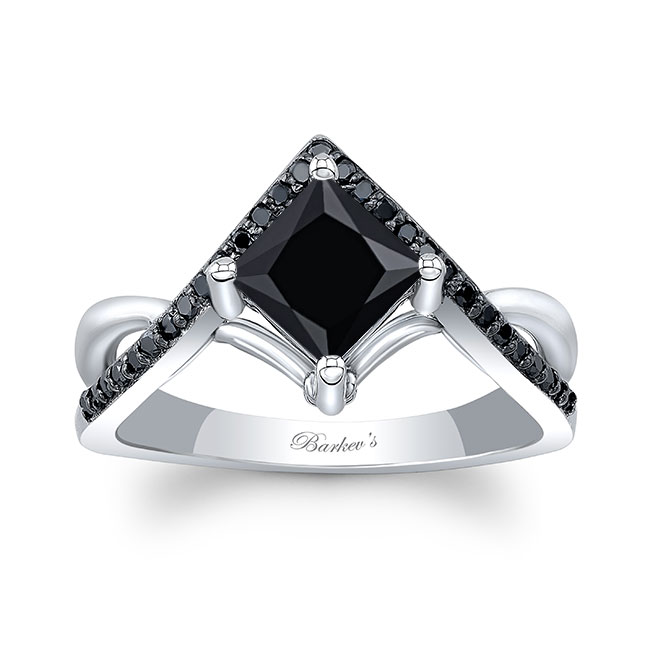 Unique Princess Cut Black Diamond Engagement Ring