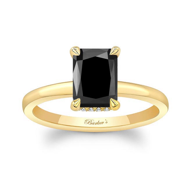 Yellow Gold Lia Radiant Cut Black And White Diamond Engagement Ring