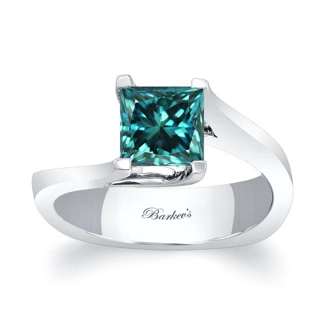 1.25 Carat Princess Cut Blue Diamond Solitaire Ring | Barkev's