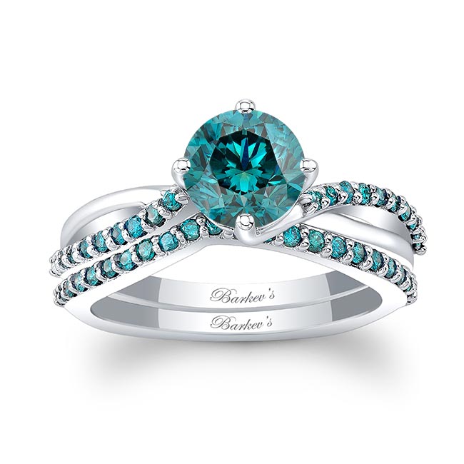 Twisted Blue Diamond Bridal Set