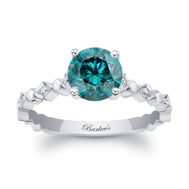Art Deco Blue Diamond Engagement Ring