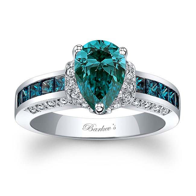 Pear Shaped Blue Diamond Engagement Ring
