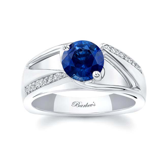 Pave Blue Sapphire And Diamond Ring