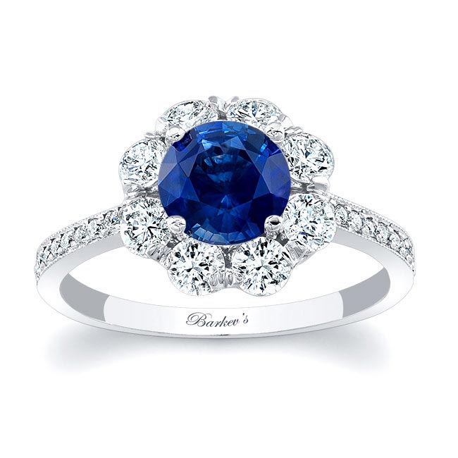 1 Carat Sapphire Halo Diamond Ring