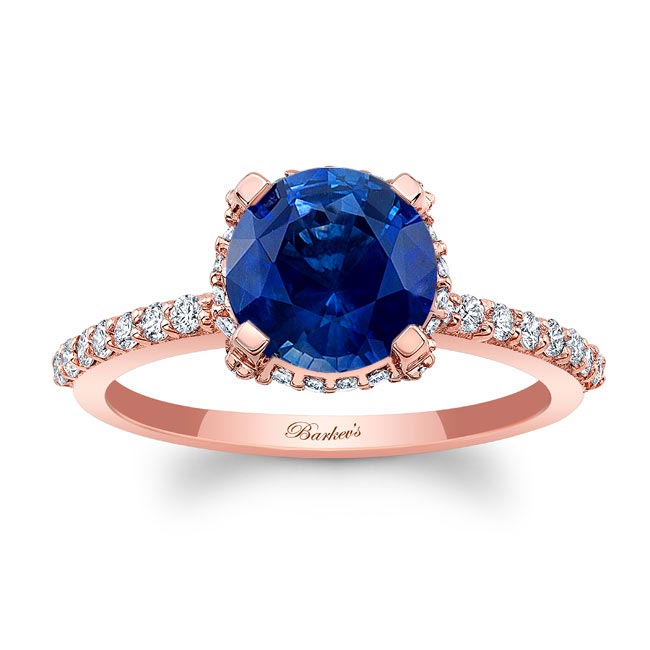 Blue Sapphire And Diamond Hidden Halo Ring | Barkev's