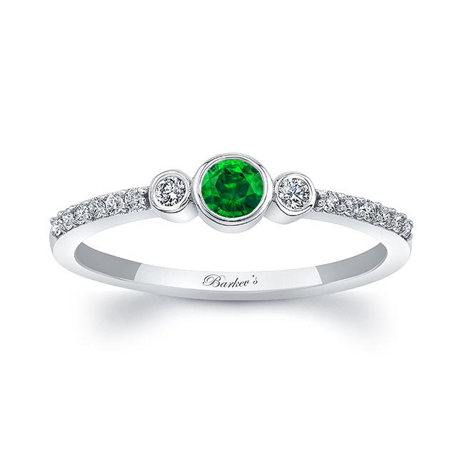 Mia Emerald Three Stone Diamond Promise Ring