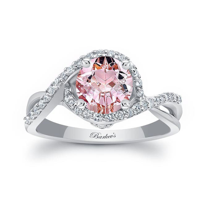 Twisted Halo Morganite Engagement Ring