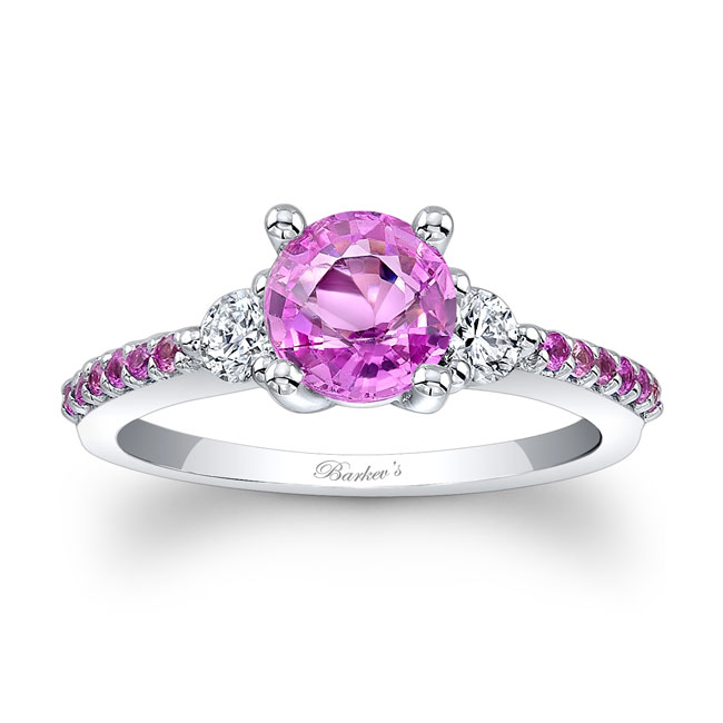 3 Stone Pink Sapphire Engagement Ring