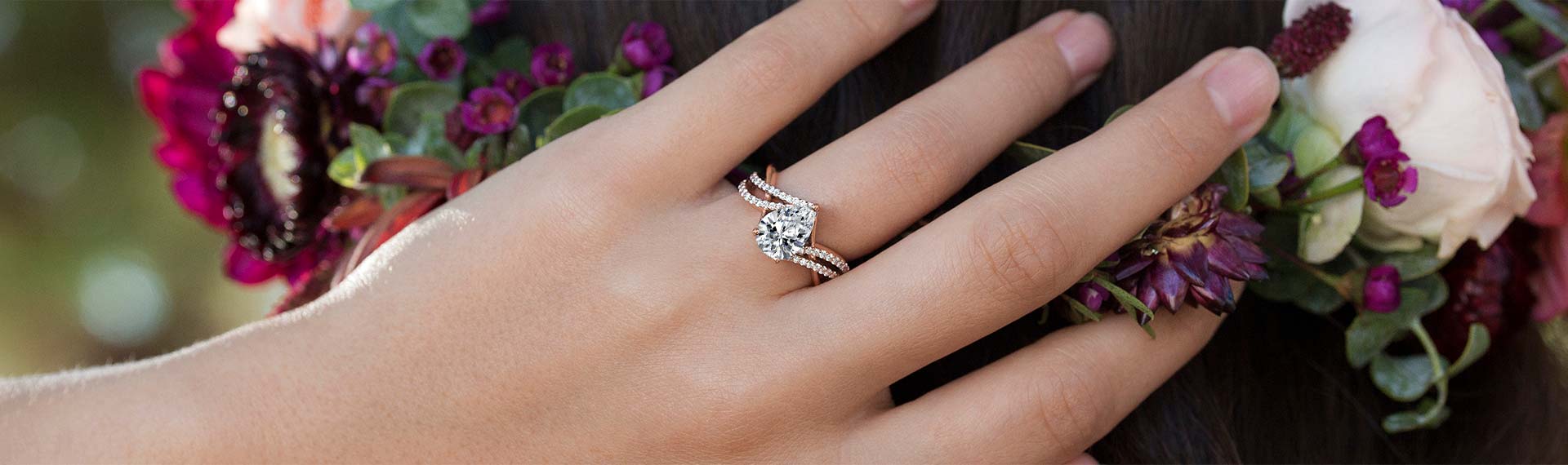 Luxury Moissanite Ring, Rose Gold Wedding Ring SGT626