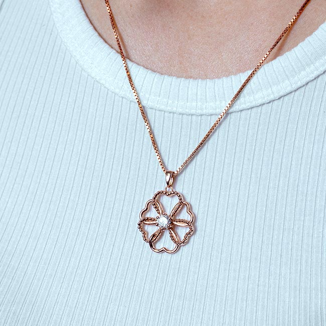 Rose Gold Lab Diamond Heart Necklace Image 2