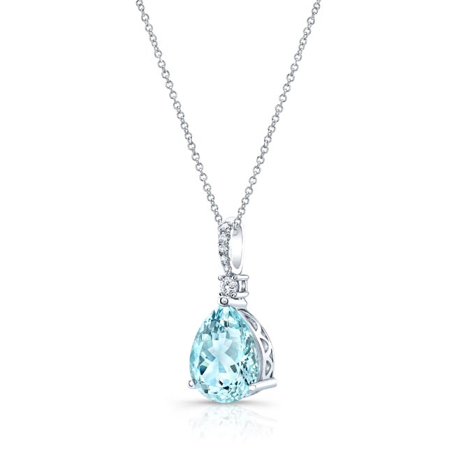  Pear Shape Aquamarine And Diamond Necklace Image 2