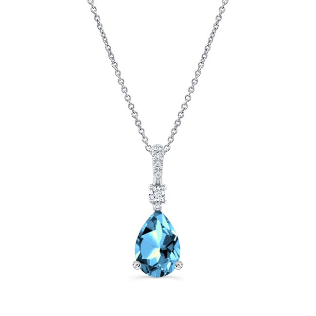 Pear Shape Blue Topaz And Diamond Necklace