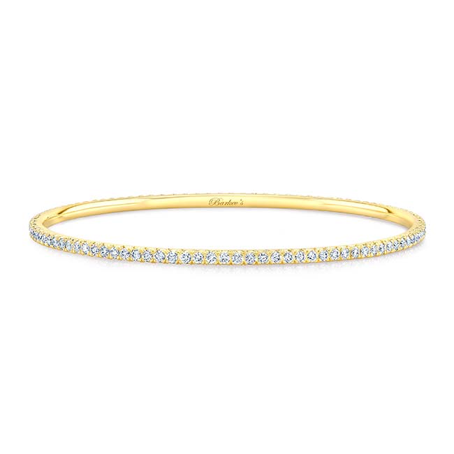 Yellow Gold Pave Lab Grown Diamond Bangle