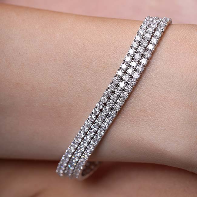 15 Carat 3 Row Lab Diamond Tennis Bracelet Image 4