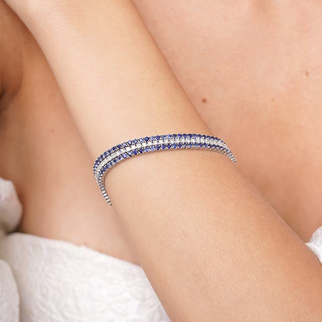 3 Row Sapphire And Diamond Bracelet Image 3