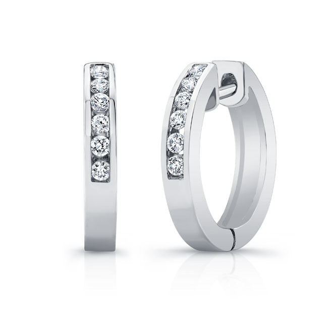 0.25 Carat Channel Diamond Hoop Earrings