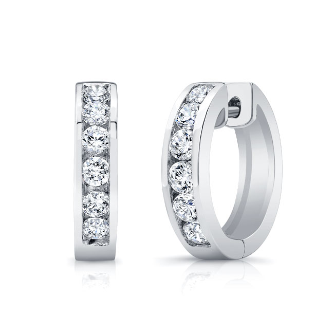 0.7 Carat Channel Diamond Hoop Earrings