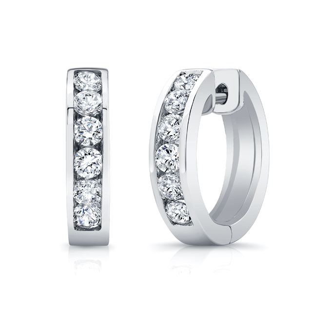 1 Carat Channel Diamond Hoop Earrings