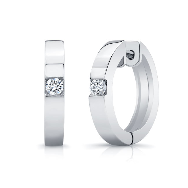 Single Diamond Hoop Earrings