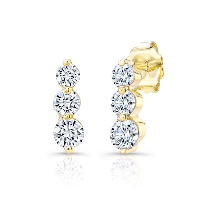 Yellow Gold Small Diamond Journey Earrings