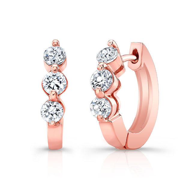 Rose Gold 0.5 Carat Diamond Hoop Earrings