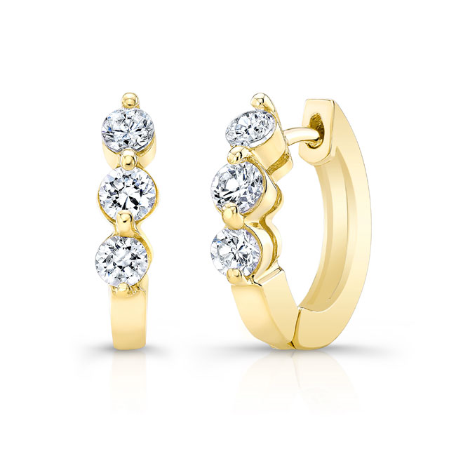 Yellow Gold 0.5 Carat Diamond Hoop Earrings