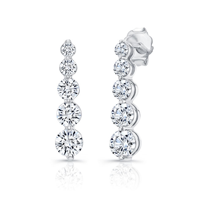 White Gold 1.7 Carat Linear Diamond Earrings