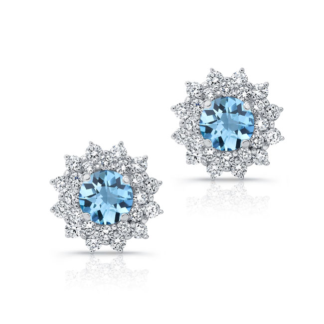 1.00ct. Double Halo Aquamarine Studs