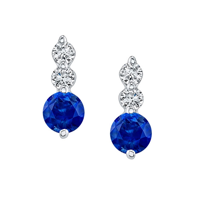 Blue Sapphire And Diamond Earrings