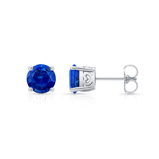 Simple 1.00ct. Blue Sapphire Studs Image 2