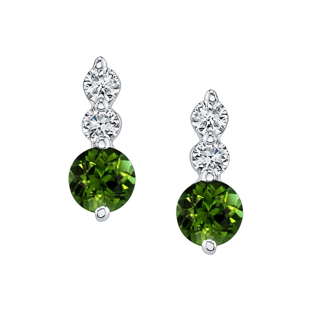 Green Tourmaline And Diamond Earrings