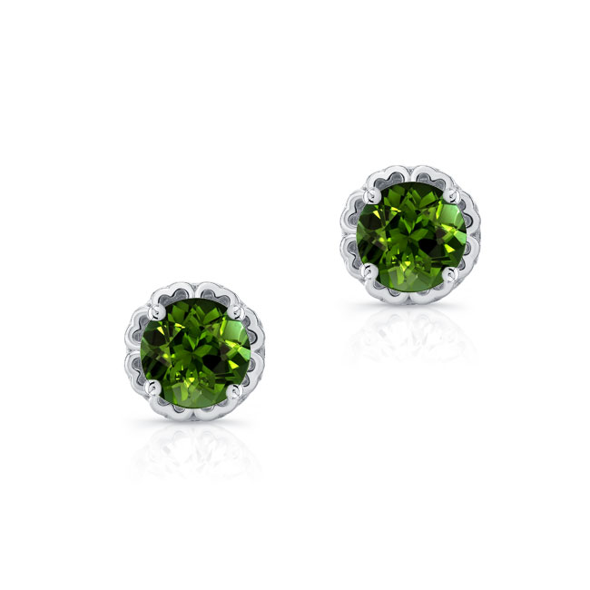 Unique 1 Carat Green Tourmaline Studs