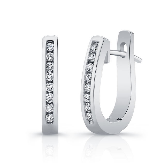 0.16 Carat Channel Diamond Hoop Earrings